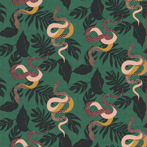 Animal Green Wallpaper - Serpentine  Wallpaper Juniper Green furn.