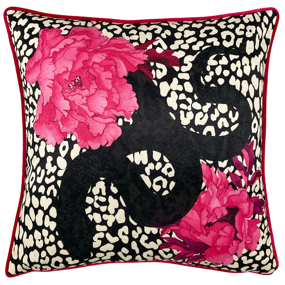 Serpentine Black Animal Print Cushion Cover Black Ruby Cushions furn. furn