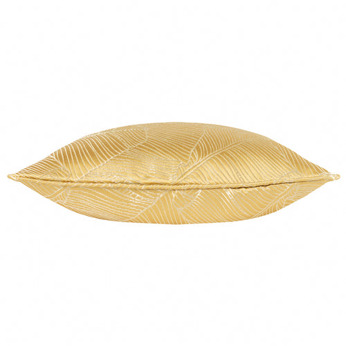 Jungle Gold Cushions - Seymour Embroidered Woven Jacquard Piped Cushion Cover Gold Wylder