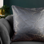Wylder Seymour Embroidered Woven Jacquard Piped Cushion Cover in Storm Blue