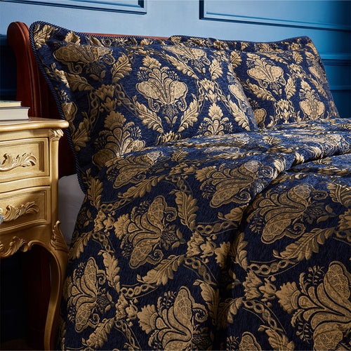  Blue Bedding - Shiraz Traditional Jacquard Pillow Sham Navy Paoletti