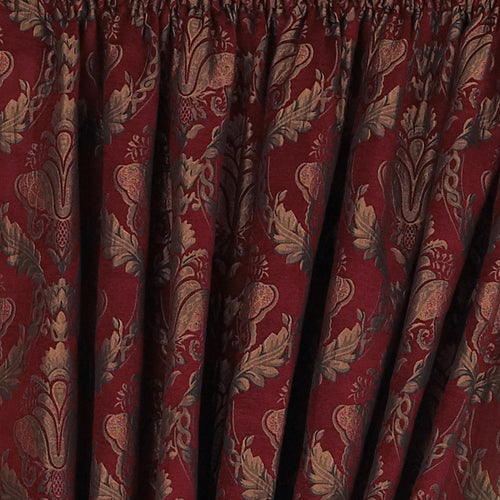  Red Curtains - Shiraz Traditional Jacquard Pencil Pleat Curtains Burgundy Paoletti