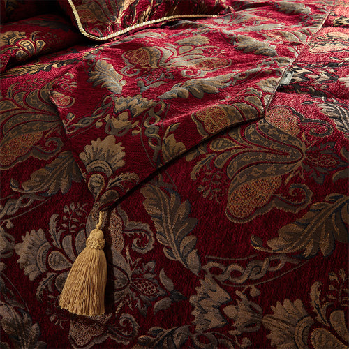 Floral Red Bedding - Shiraz  Bed Runner Burgundy Paoletti