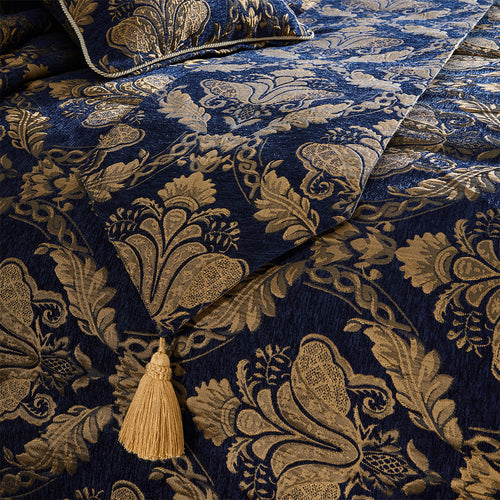  Blue Bedding - Shiraz Traditional Jacquard Bed Runner Navy Paoletti