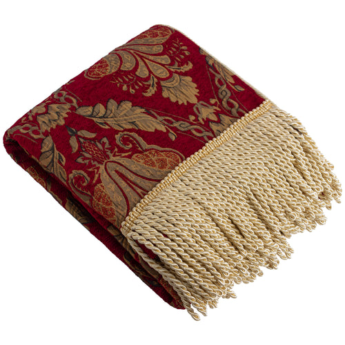 Floral Red Throws - Shiraz Traditional Jacquard Throw Burgundy Paoletti