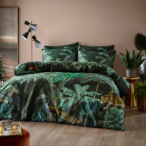Jungle Green Bedding - Siona Tropical 100% Cotton Duvet Cover Set Forest Paoletti