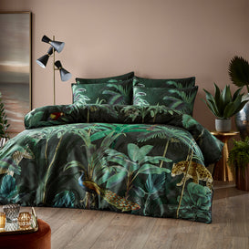 Paoletti Siona Tropical 100% Cotton Duvet Cover Set in Forest