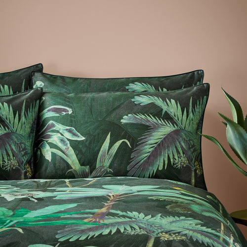Jungle Green Bedding - Siona Tropical 100% Cotton Duvet Cover Set Forest Paoletti