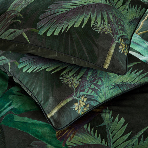 Jungle Green Bedding - Siona Tropical Pillowcase Pair Forest Paoletti