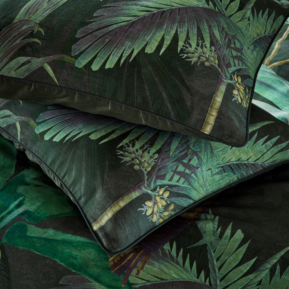 Jungle Green Bedding - Siona Tropical Pillowcase Pair Forest Paoletti