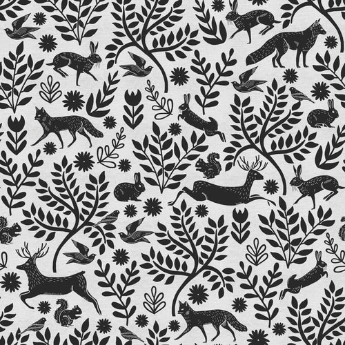 Animal Grey Bedding - Skandi Woodland Brushed Cotton 100% Cotton Duvet Cover Set Coal furn.