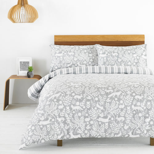 Animal Grey Bedding - Skandi Woodland Brushed Cotton 100% Cotton Duvet Cover Set Grey furn.
