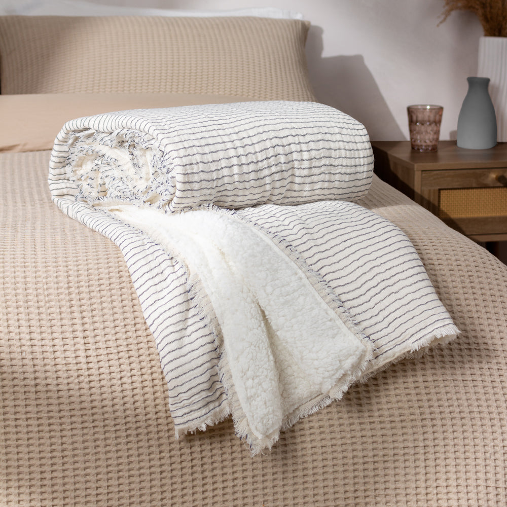 Skye Sherpa Beige Throw | Natural/Ink Throws | Yard – Furn.com