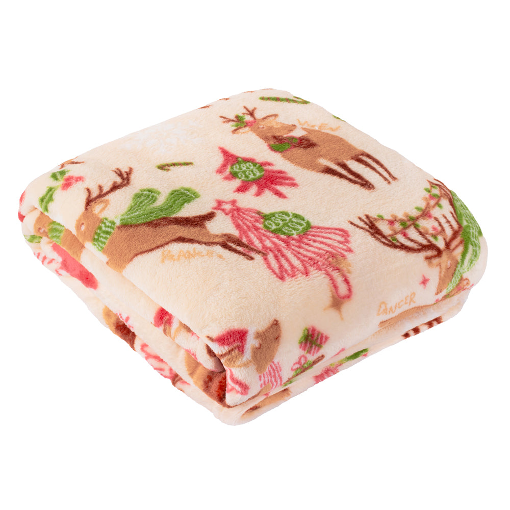 Sleigh Team Printed Fleece Throw Multicolour