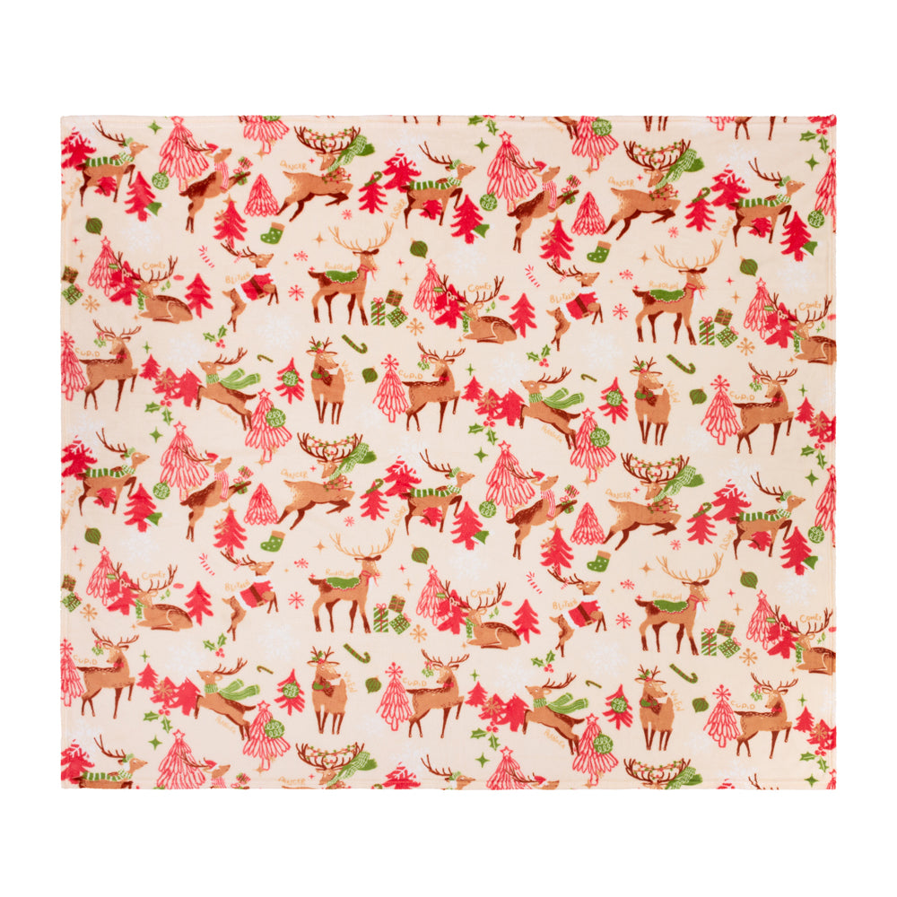 Sleigh Team Printed Fleece Throw Multicolour