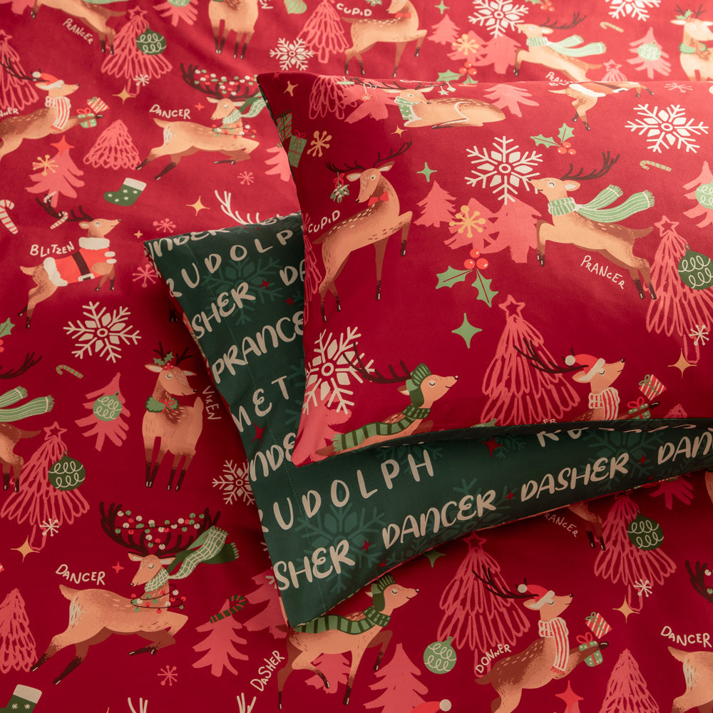 Sleigh Team Soft Touch Duvet Cover Set Red