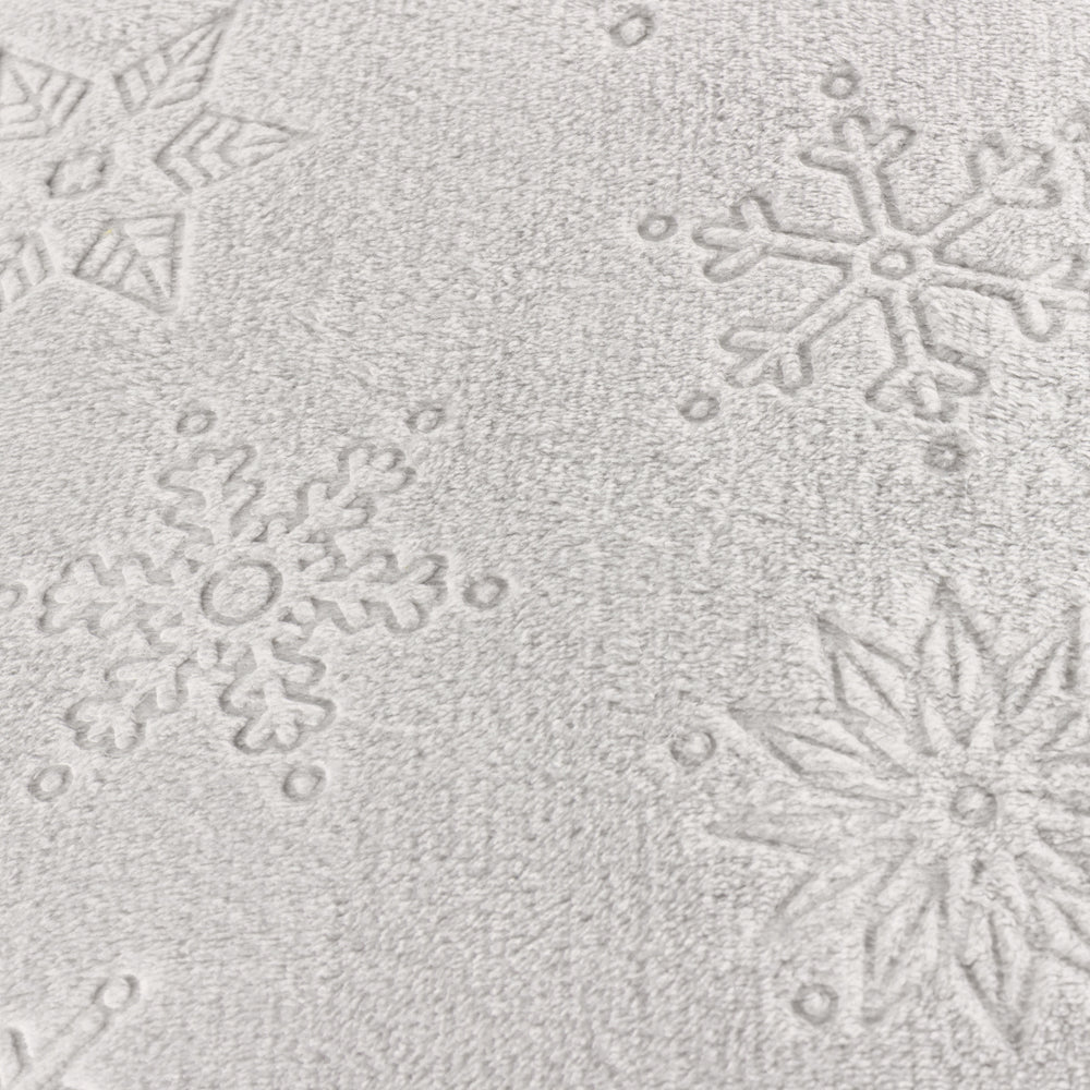 Snowflakes Faux Fur Cushion Grey