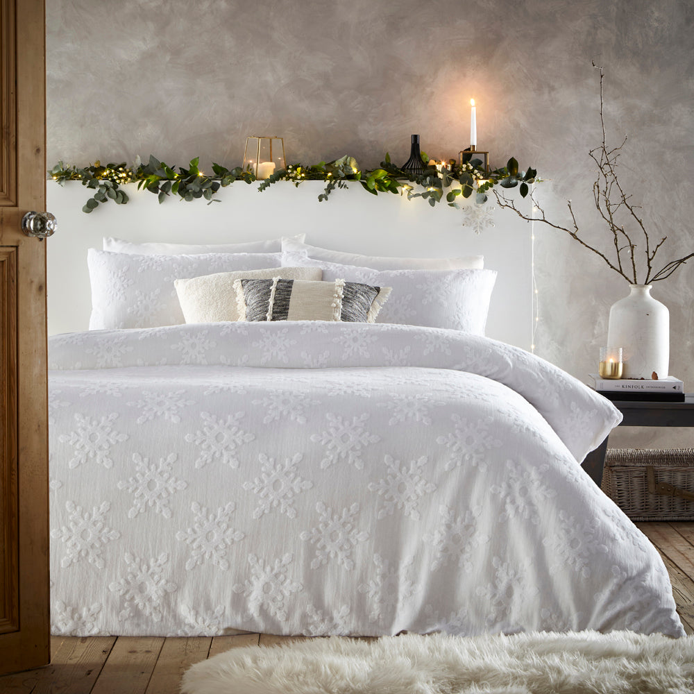 Abstract White Bedding - Snowflake  Duvet Cover Set White furn.