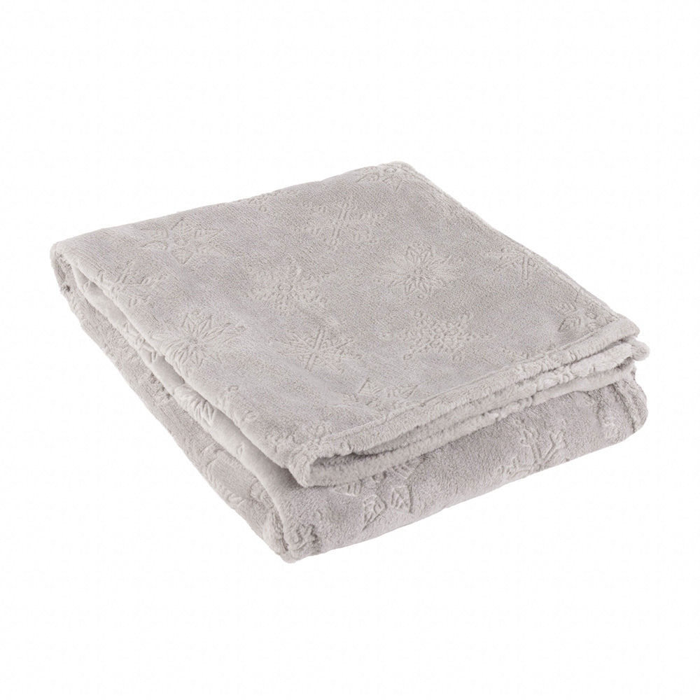 Snowflakes Soft Flannel Fleece Throw Grey