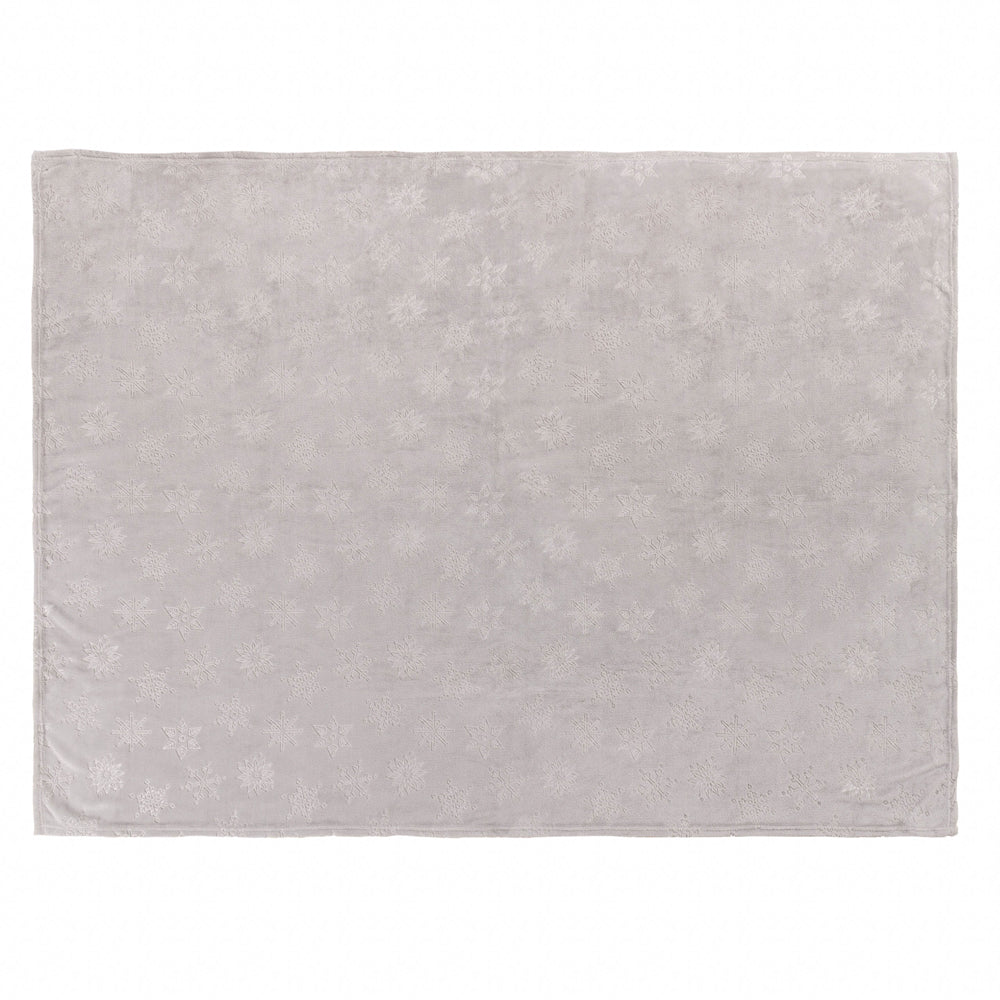 Snowflakes Soft Flannel Fleece Throw Grey