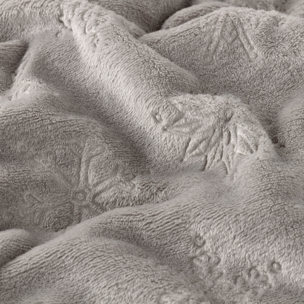 Snowflakes Soft Flannel Fleece Throw Grey