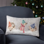 Evans Lichfield Snowy Hedgehogs Christmas Cushion Cover in Natural