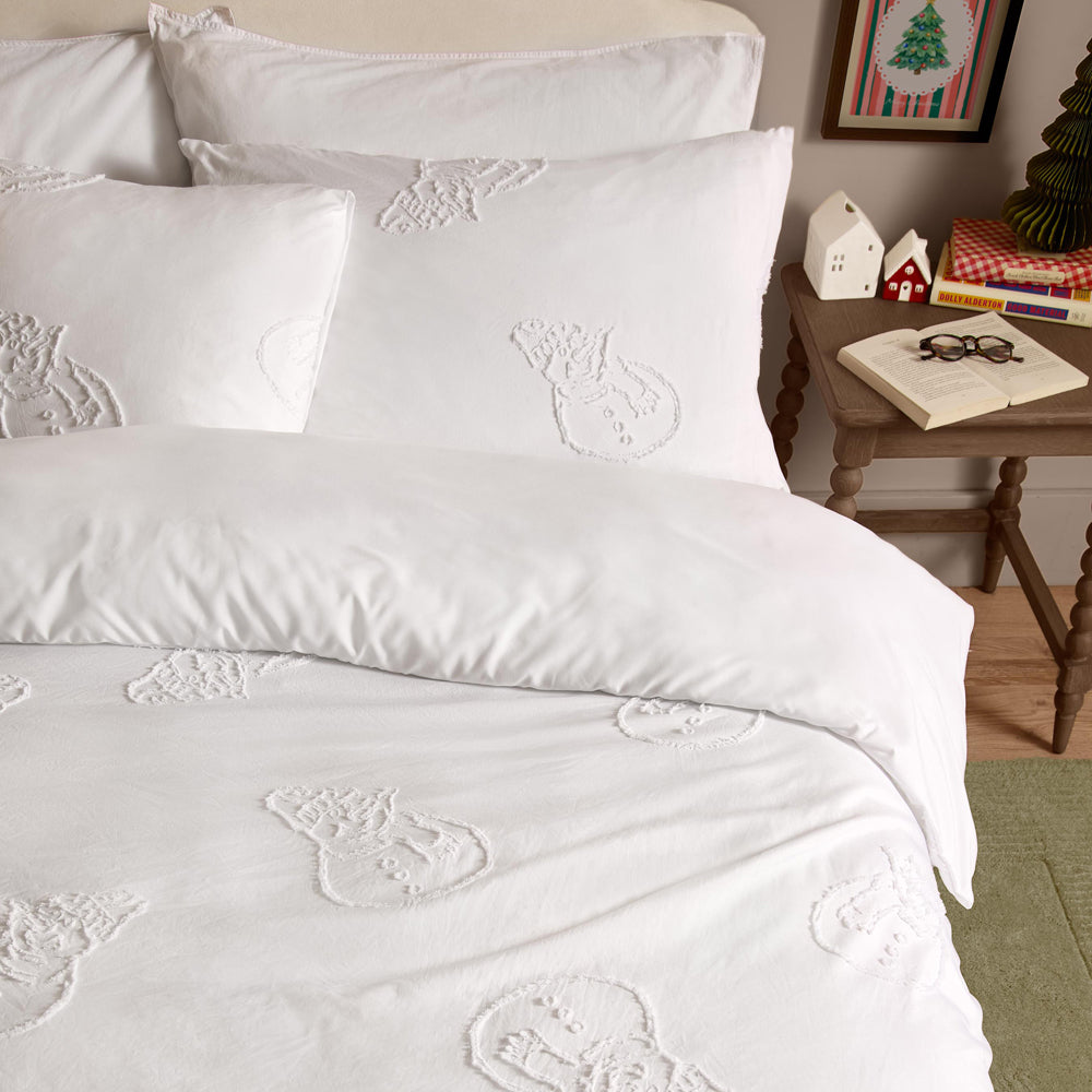  White Bedding - Snowmen Soft Tufted Duvet Cover Set White Duvet Day