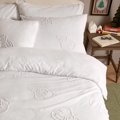 Snowmen Soft Tufted Duvet Cover Set White