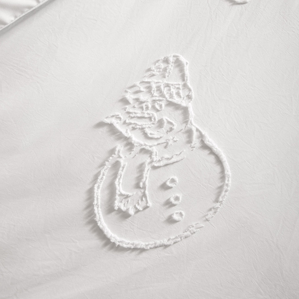 Snowmen Soft Tufted Duvet Cover Set White