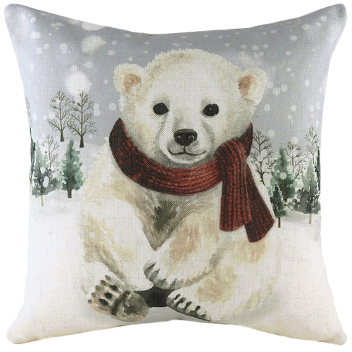Animal Cream Cushions - Snowy Polarbear Cushion Cover Cream Evans Lichfield