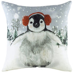 Evans Lichfield Snowy Penguin Cushion Cover in Mist