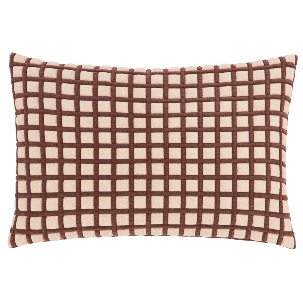 Softie Grid Quilted Cushion Chocolate/Sand