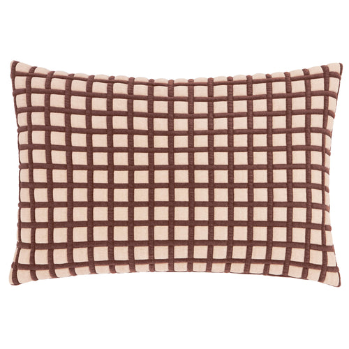Check Brown Cushions - Softie Grid Quilted Cushion Cover Chocolate/Sand Furn