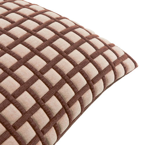 Softie Grid Quilted Cushion Chocolate/Sand