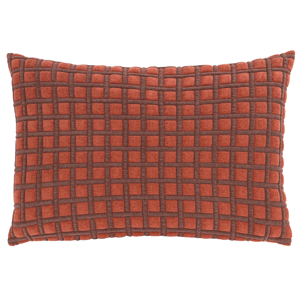 Softie Grid Quilted Cushion Cinnamon/Chocolate