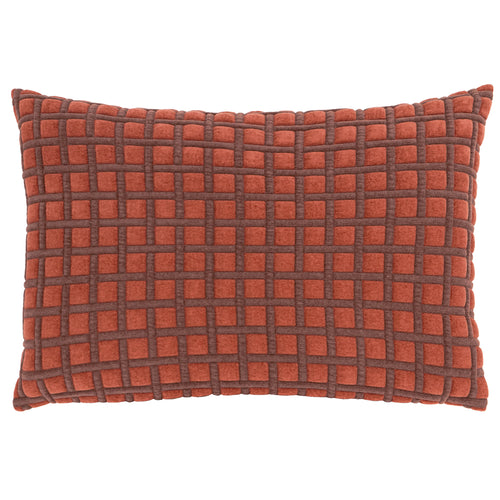 Softie Grid Quilted Cushion Cinnamon/Chocolate