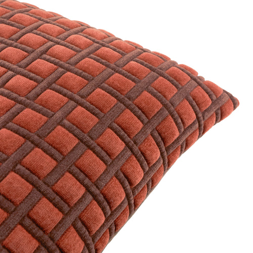 Softie Grid Quilted Cushion Cinnamon/Chocolate