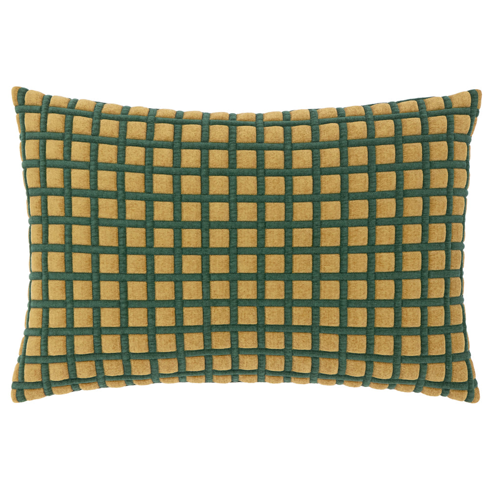 Softie Grid Quilted Cushion Green