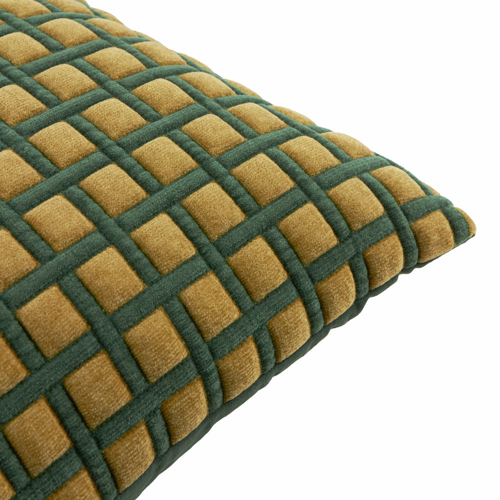 Softie Grid Quilted Cushion Green