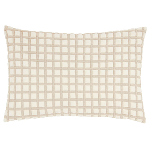 Check Beige Cushions - Softie Grid Quilted Cushion Cover Natural Furn