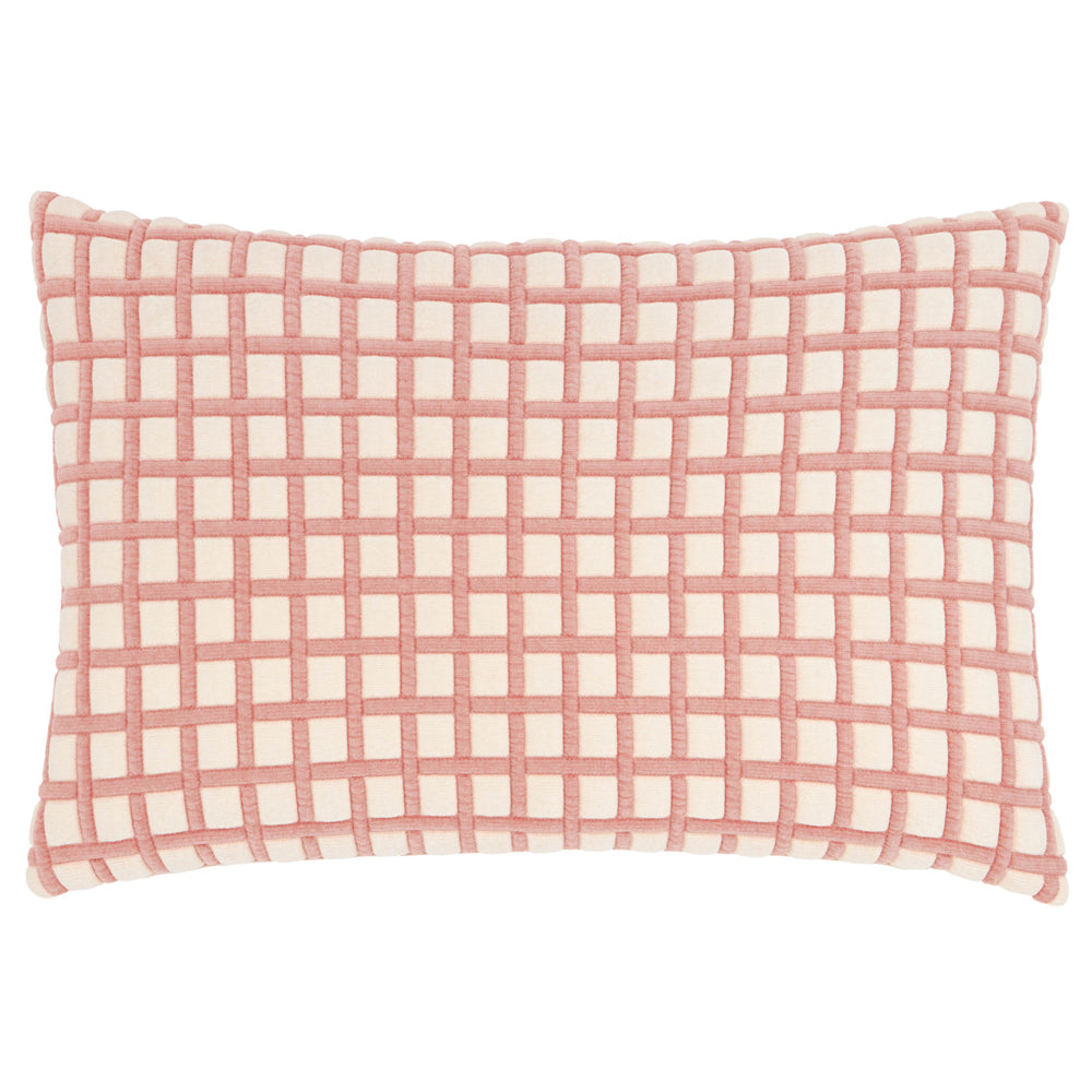 Softie Grid Quilted Cushion Pink