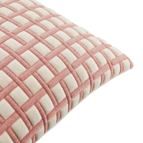 Softie Grid Quilted Cushion Pink