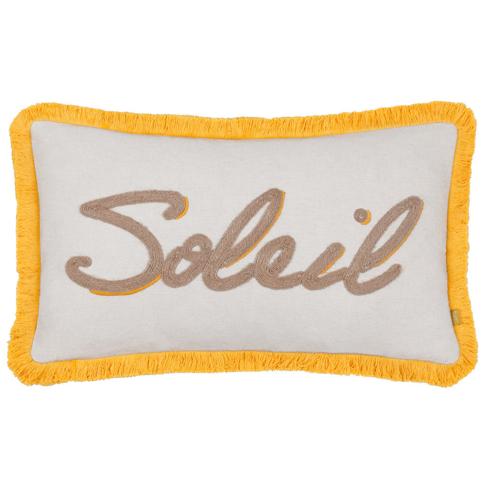 Soleil Embroidered Cushion Yellow