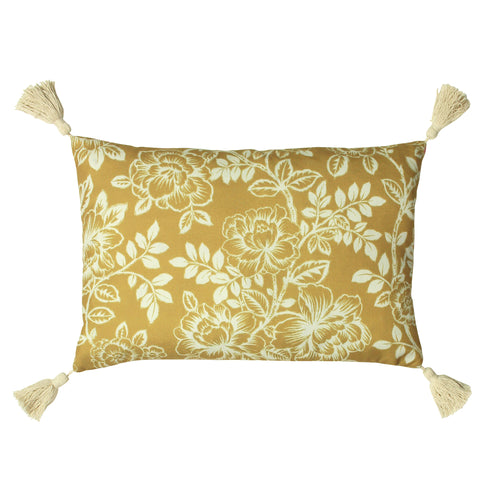 Floral Yellow Cushions - Somerton Floral Cushion Cover Honey Paoletti