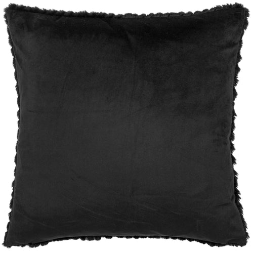 Plain Black Cushions - Sonnet Cut Faux Fur Cushion Cover Jet Paoletti