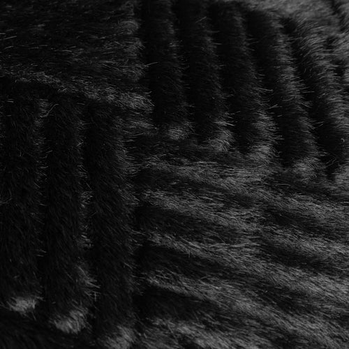 Plain Black Cushions - Sonnet Cut Faux Fur Cushion Cover Jet Paoletti