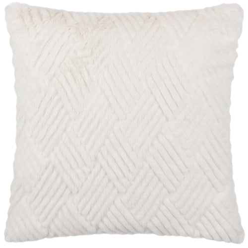 Plain White Cushions - Sonnet Cut Faux Fur Cushion Cover White Paoletti