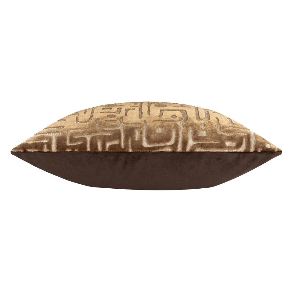 Soren Cut Velvet Cushion Brown