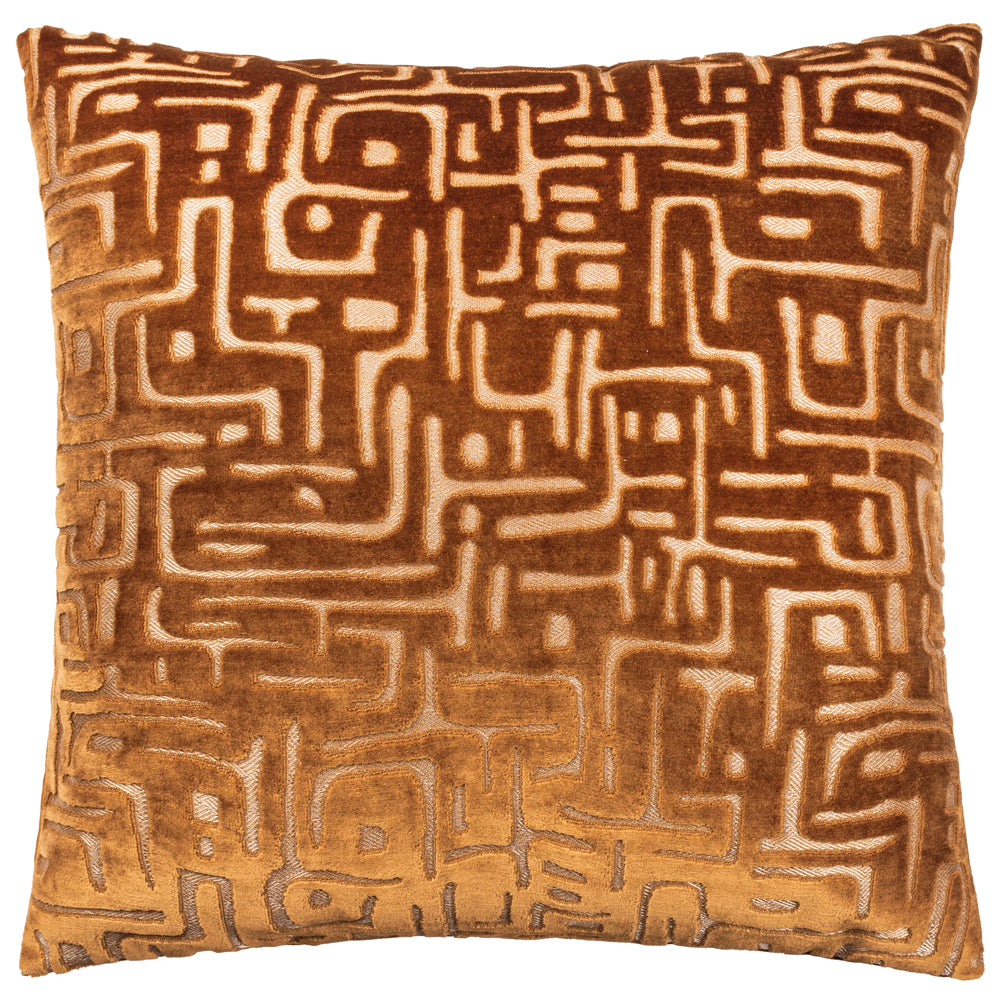 Soren Cut Velvet Cushion Copper