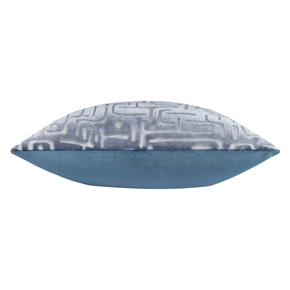 Soren Cut Velvet Cushion Slate Blue